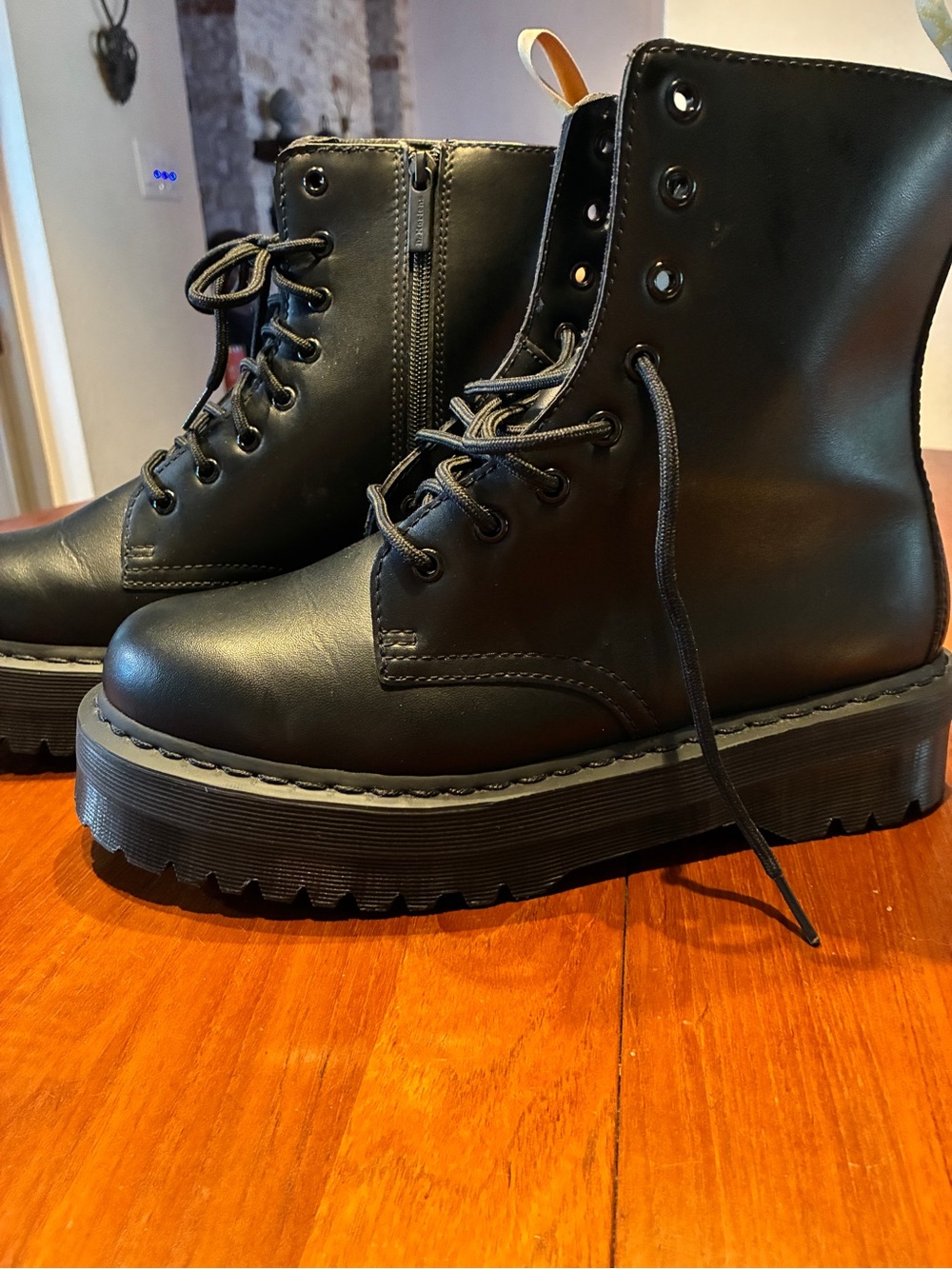 Dr. Martens Black Platform Lace-Up Combat Boots